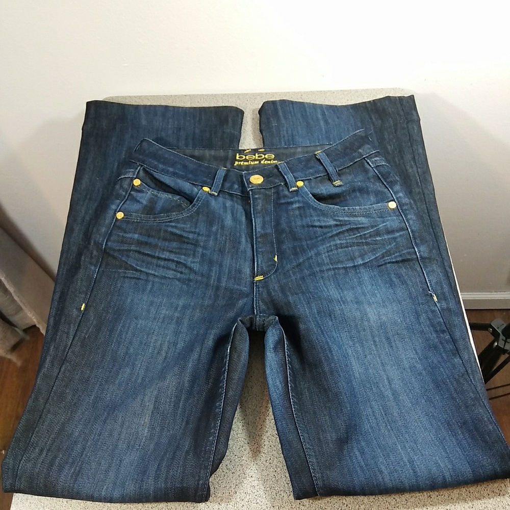Bebe Dark Blue Wide Leg Pocket Buckle 27sz Jeans
